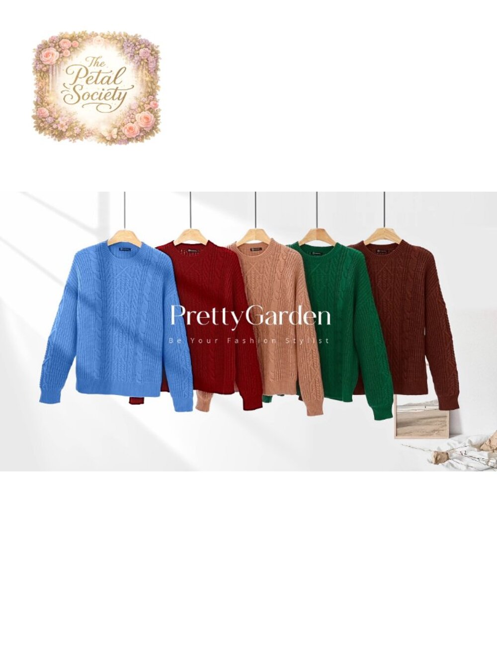 Oversized Chunky Cable Knit Sweater Crew Neck Pullover Top - Picture 6 of 6